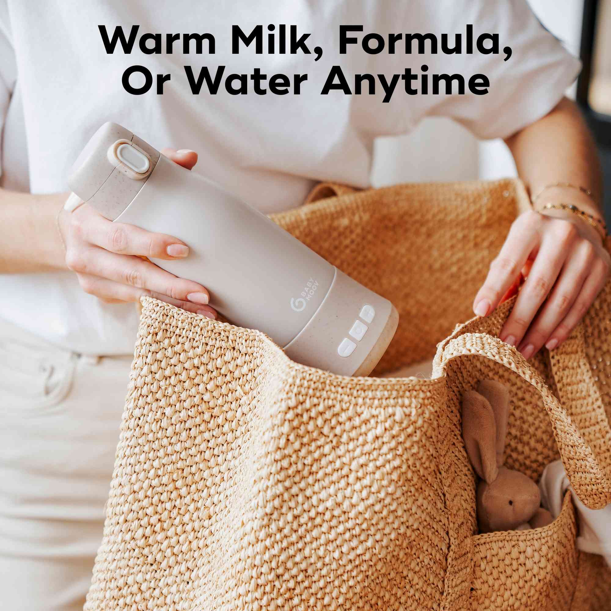 Portable bottle warmer for travel – heats breast milk and formula – Babymoov Moov & Feed