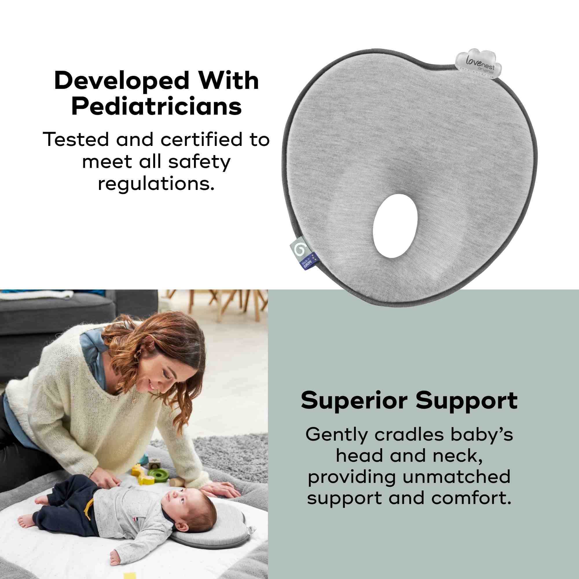 baby pillow infant head support #color_Grey