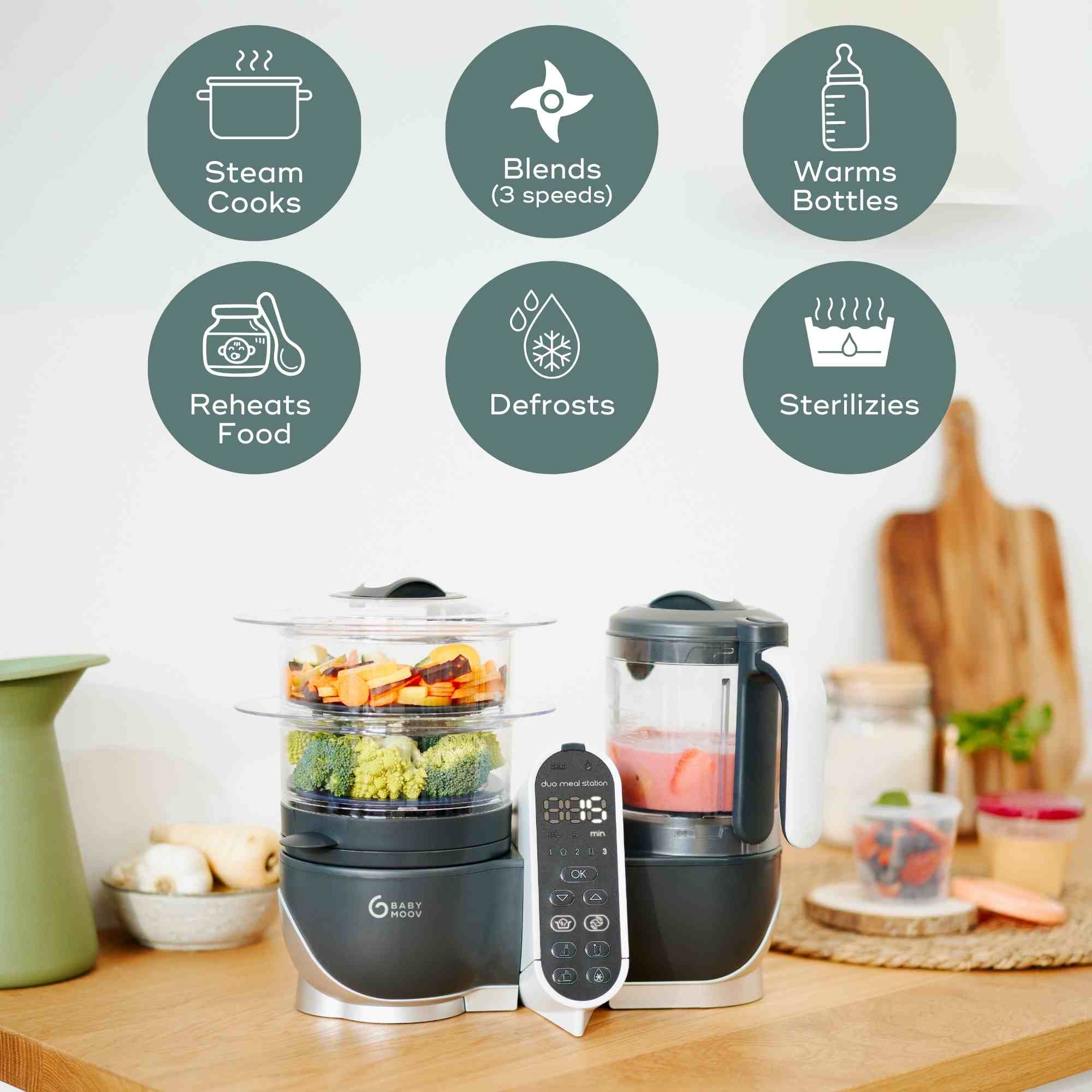Duo Meal Station Food Maker - Blender & Steamer for baby food #couleur_grey