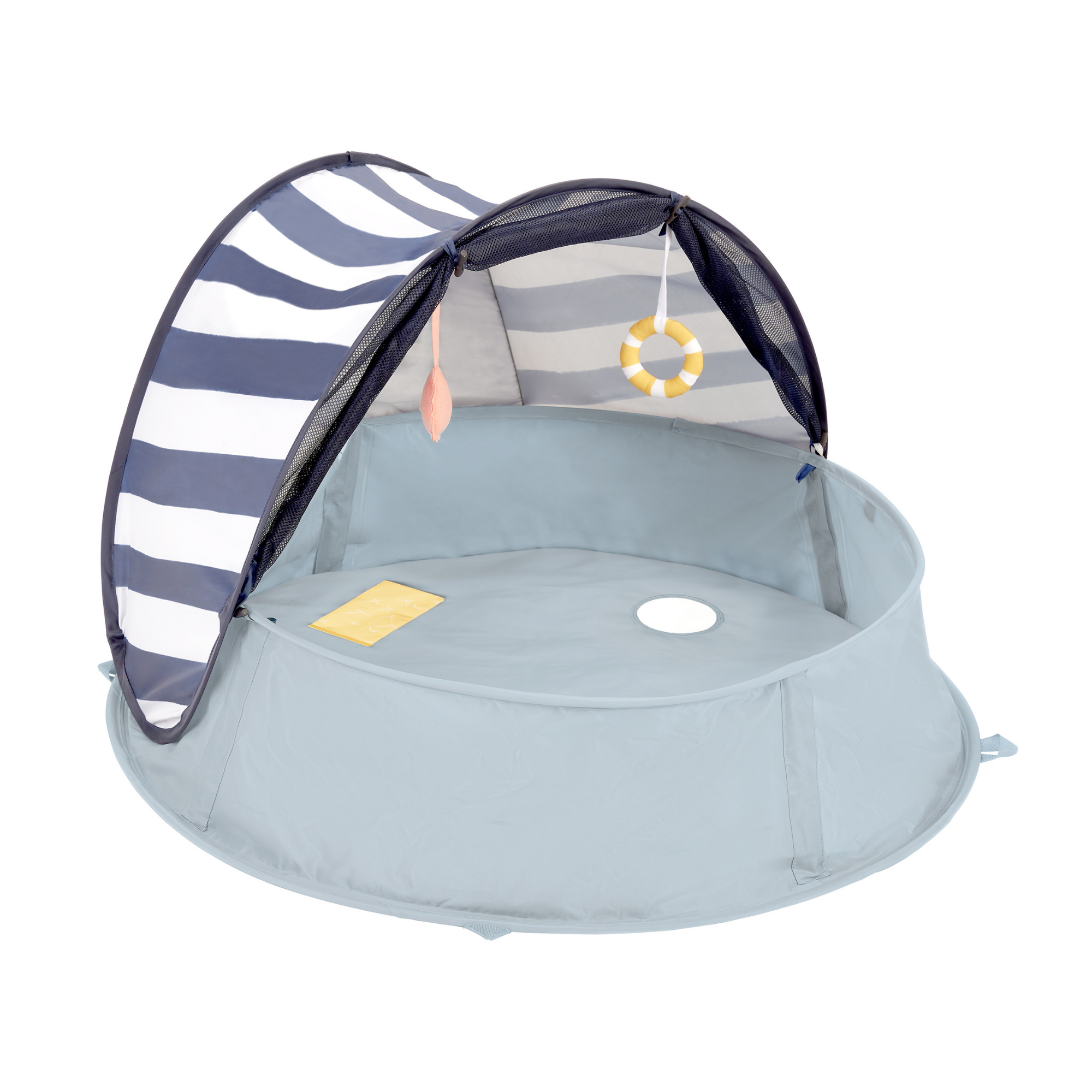 Children's play tent with striped canopy on a white background #color_marine
