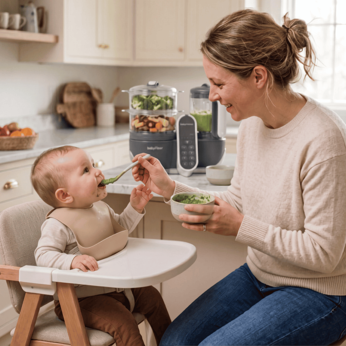 Babymoov Duo Meal Station 6-in-1 baby food maker in Grey — blender and steamer for homemade baby food #color_grey