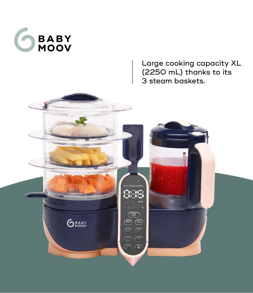 Babymoov Duo Meal Station Food Maker 6 in 1 Food Processor with Steam  Cooker, Multi-Speed Blender, Baby Purees, Warmer, Defroster, 1 Count (Pack  of 1)