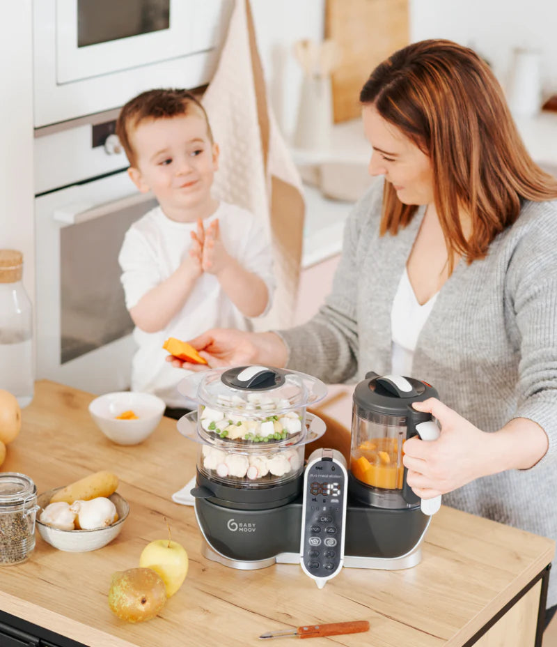 #Duo Meal Station Baby Food Maker + 4 Free Food Containers (Couleur)_Grey