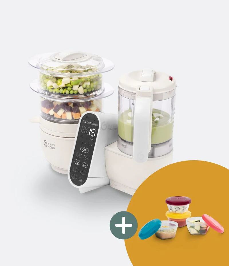 #Duo Meal Station Baby Food Maker + 4 Free Food Containers (Couleur)_Mineral Beige