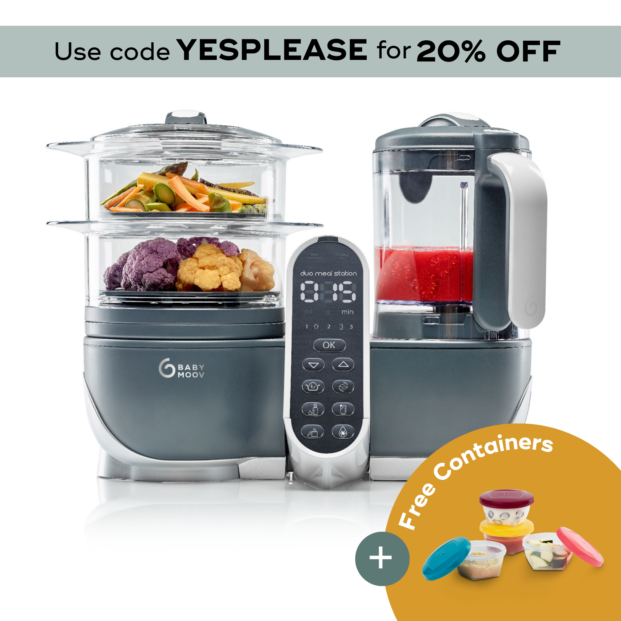 Duo Meal Station Food Maker - Blender & Steamer for baby food #couleur_grey