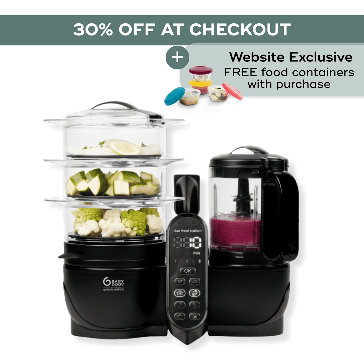 Babymoov Duo Meal Station XL 6-in-1 baby food maker in Black #color_black